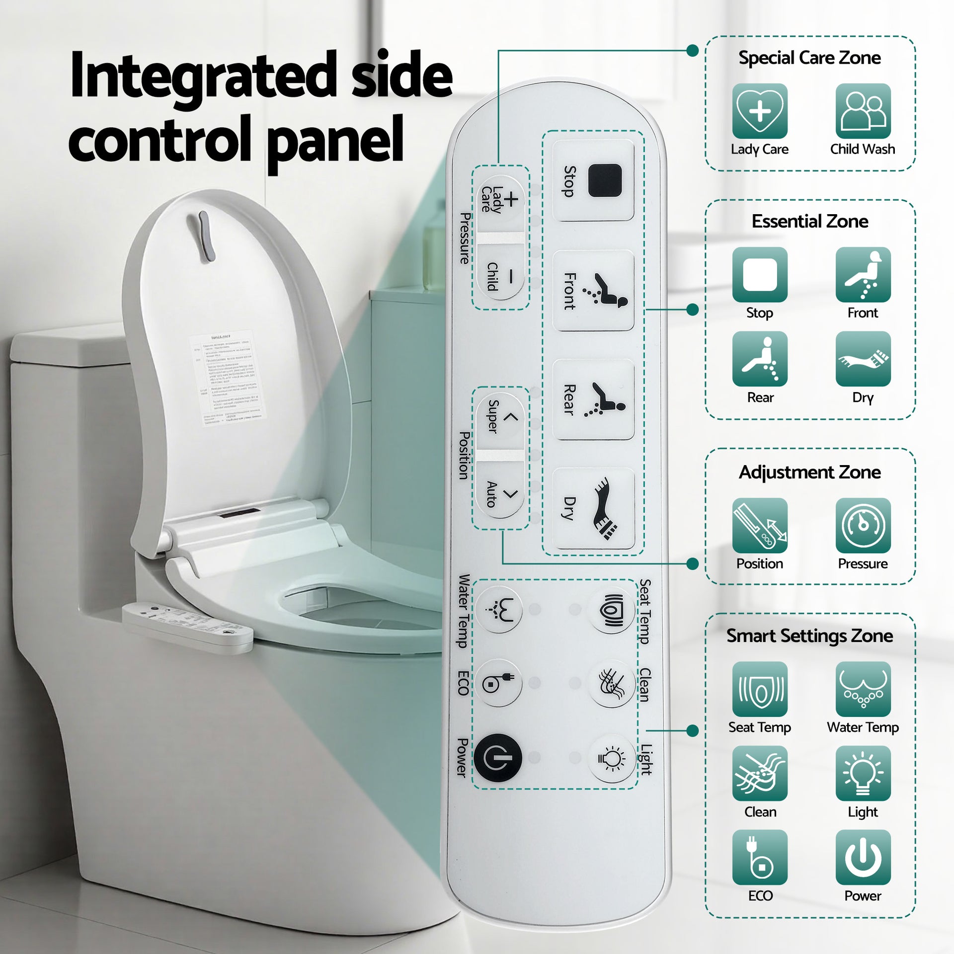 Cefito Smart Electric Bidet Toilet Seat Cover D-Shape SIAA Material Certified Awezingly