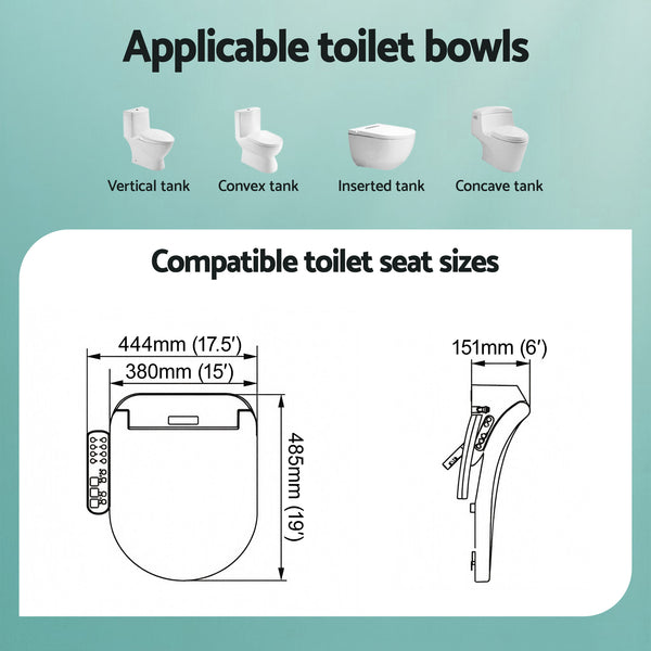 Cefito Smart Electric Bidet Toilet Seat LED Display Heated Dryer WaterMark Awezingly