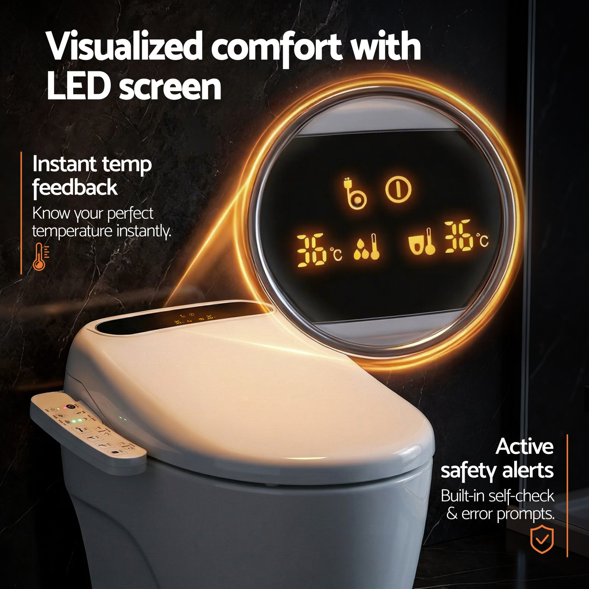 Cefito Smart Electric Bidet Toilet Seat LED Display Heated Dryer WaterMark Awezingly