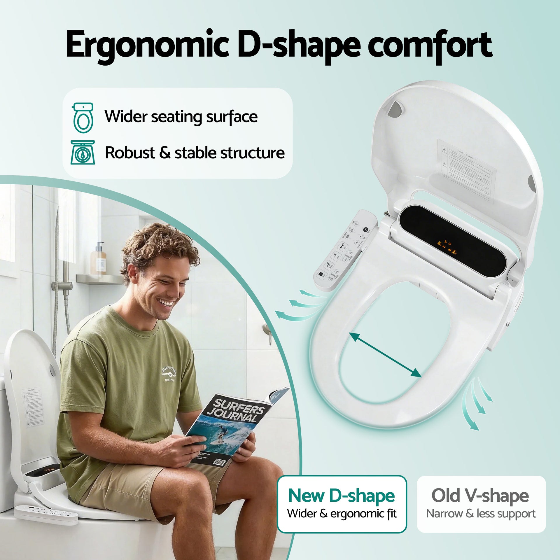 Cefito Smart Electric Bidet Toilet Seat LED Display Heated Dryer WaterMark Awezingly