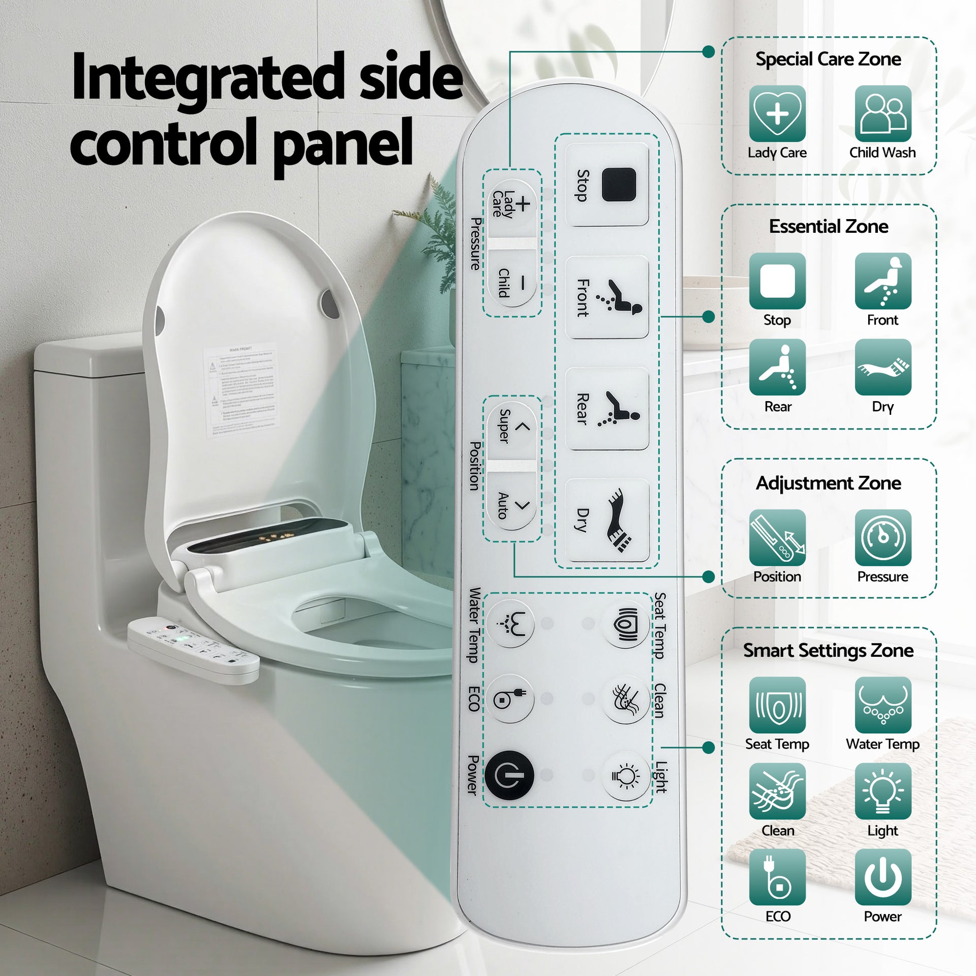 Cefito Smart Electric Bidet Toilet Seat LED Display Heated Dryer WaterMark Awezingly