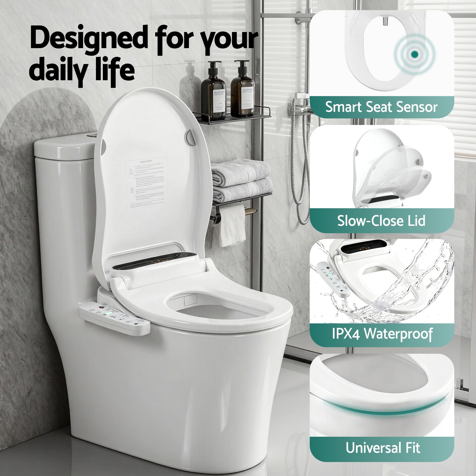 Cefito Smart Electric Bidet Toilet Seat LED Display Heated Dryer WaterMark Awezingly