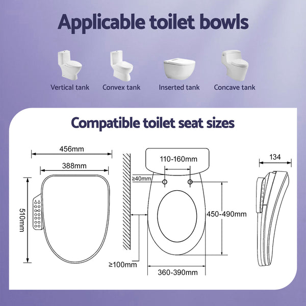 Cefito Electric Bidet Toilet Seat Cover Heated Warm Water Dryer LED Night Light Awezingly