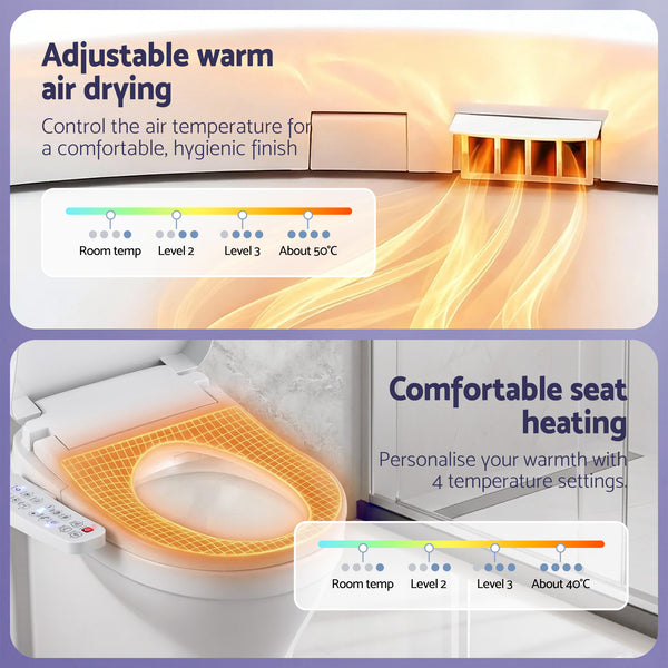 Cefito Electric Bidet Toilet Seat Cover Heated Warm Water Dryer LED Night Light Awezingly