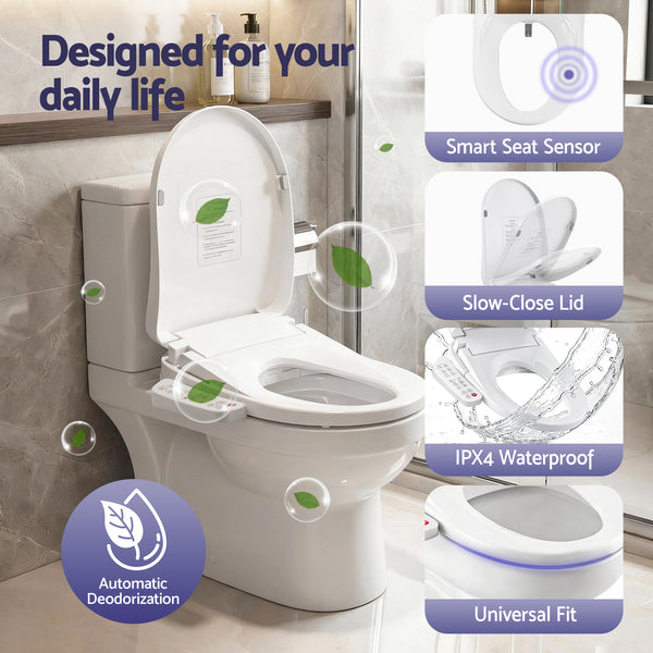 Cefito Electric Bidet Toilet Seat Cover Heated Warm Water Dryer LED Night Light Awezingly