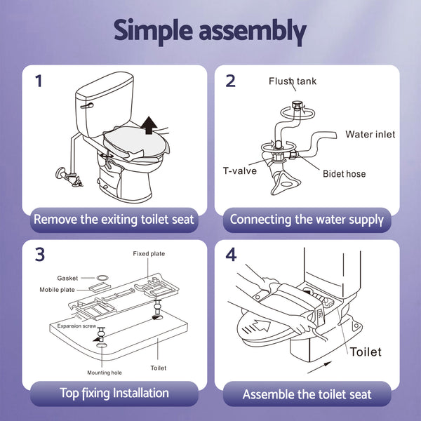 Cefito Electric Bidet Toilet Seat Cover Heated Warm Water Dryer LED Night Light Awezingly