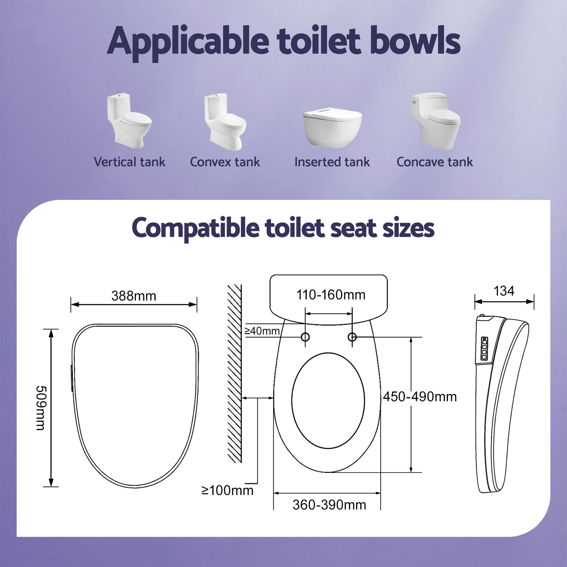 Cefito Smart Electric Bidet Toilet Seat Wireless Remote Heated Dryer Auto Wash Awezingly