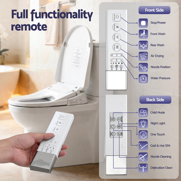 Cefito Smart Electric Bidet Toilet Seat Wireless Remote Heated Dryer Auto Wash Awezingly