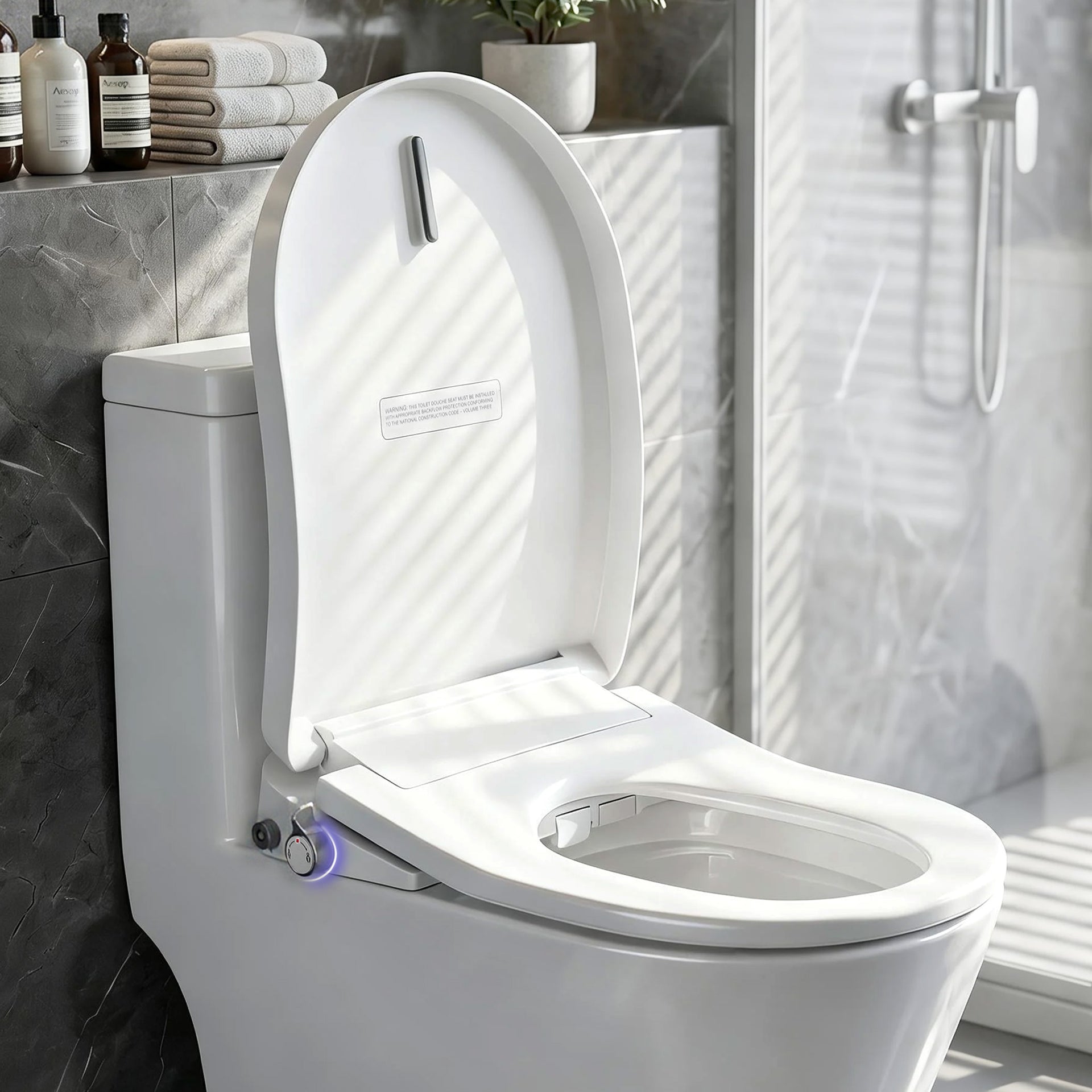 Cefito Electric Bidet Toilet Seat Washing Without Power Heated D-Shape Air Dryer Awezingly
