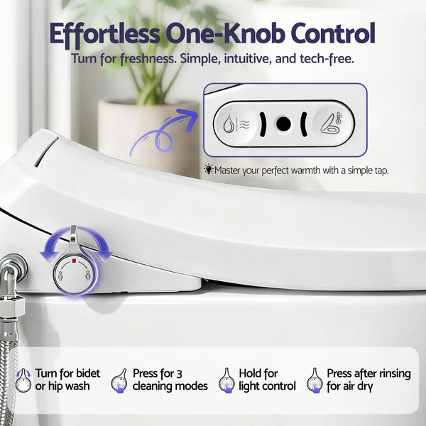 Cefito Electric Bidet Toilet Seat Washing Without Power Heated D-Shape Air Dryer Awezingly