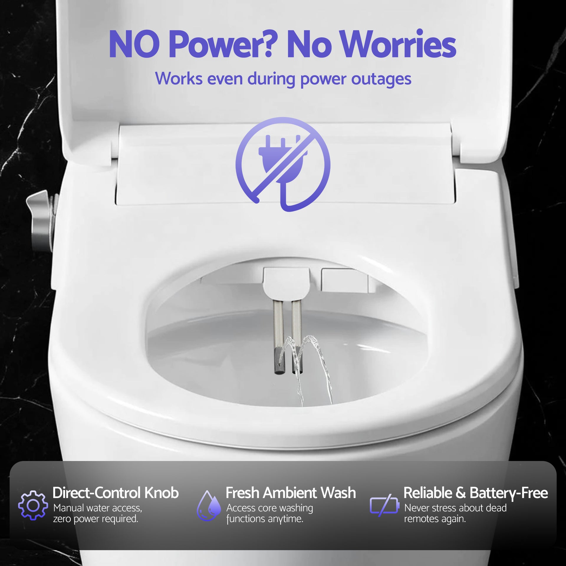 Cefito Electric Bidet Toilet Seat Washing Without Power Heated D-Shape Air Dryer Awezingly