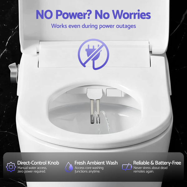 Cefito Electric Bidet Toilet Seat Washing Without Power Heated D-Shape Air Dryer Awezingly