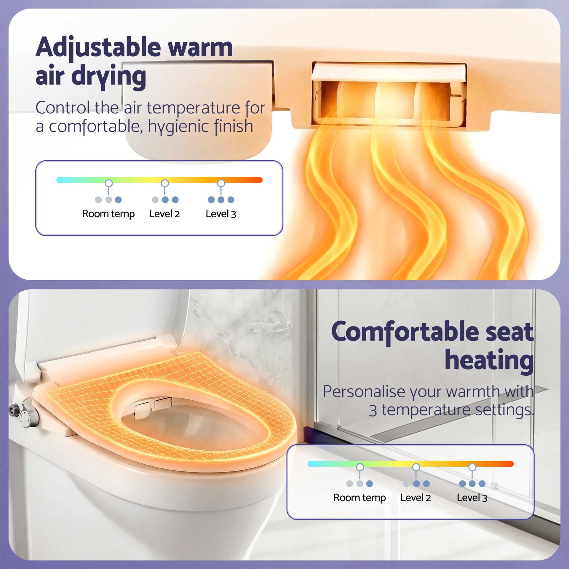 Cefito Electric Bidet Toilet Seat Washing Without Power Heated D-Shape Air Dryer Awezingly