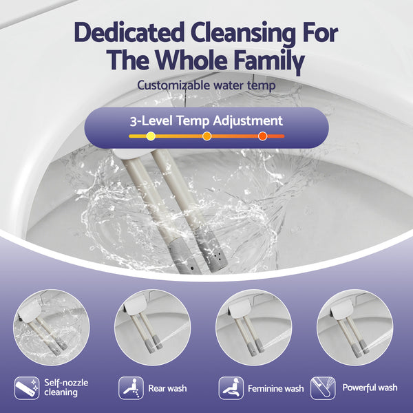 Cefito Electric Bidet Toilet Seat Washing Without Power Heated D-Shape Air Dryer Awezingly
