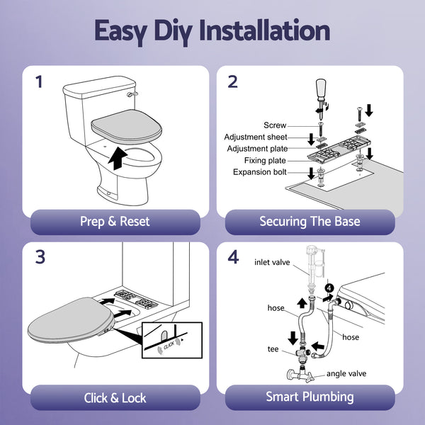 Cefito Electric Bidet Toilet Seat Washing Without Power Heated D-Shape Air Dryer Awezingly
