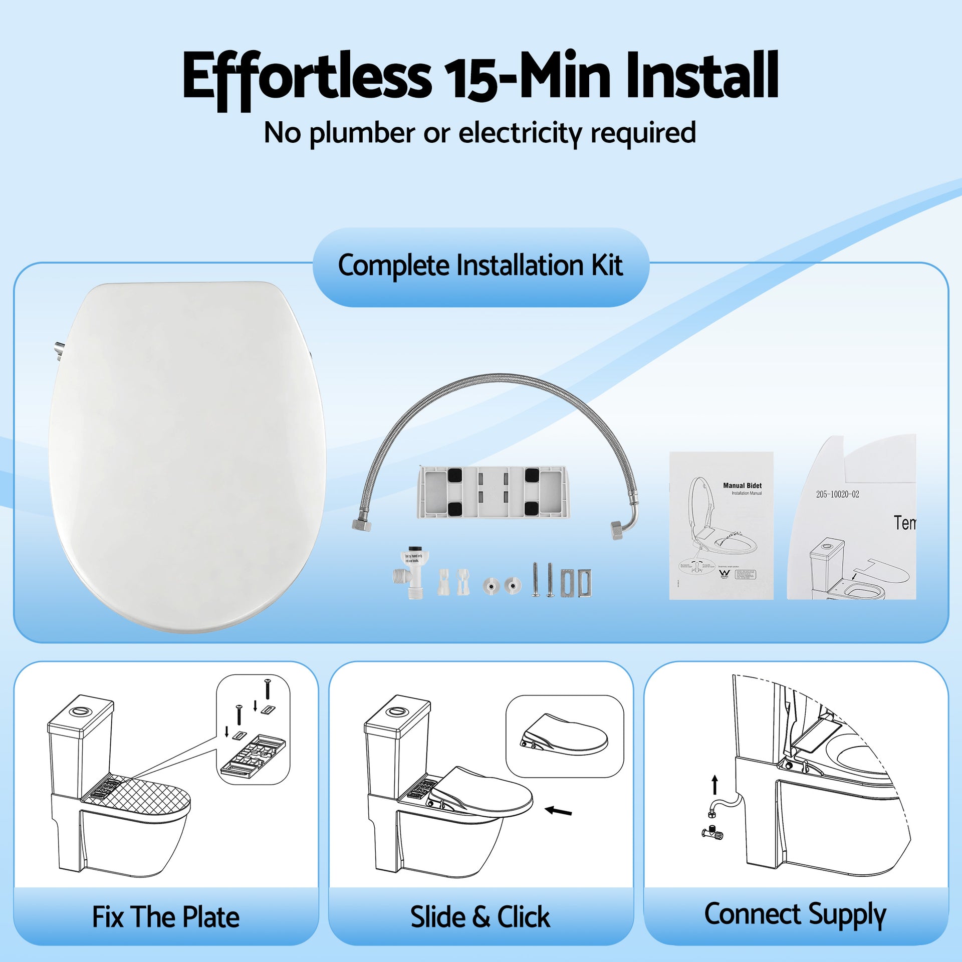 Cefito Non Electric Bidet Toilet Seat O-Shape Dual Nozzle Soft Close WaterMark DIY Awezingly