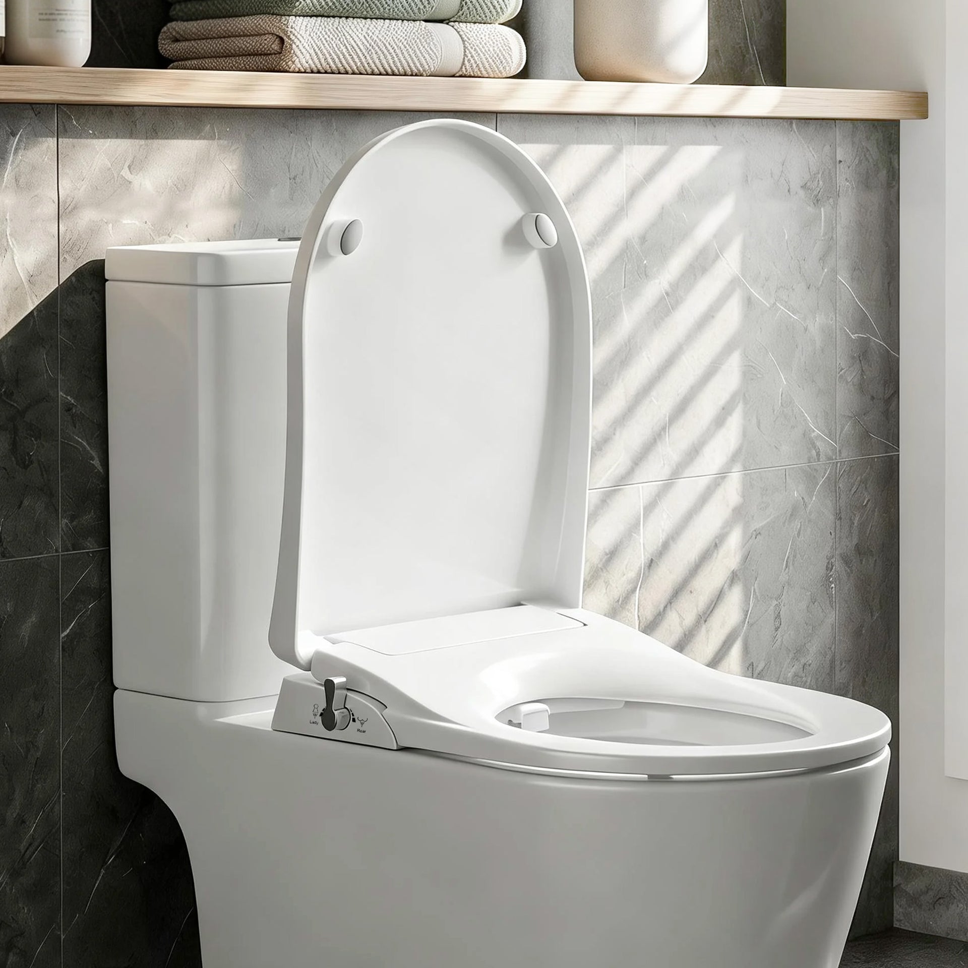 Cefito Non Electric Bidet Toilet Seat D-Shape Dual Nozzle Soft Close WaterMark DIY Awezingly