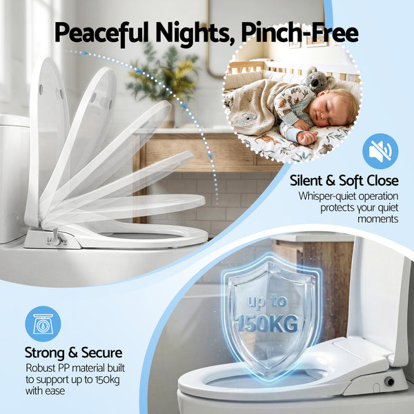 Cefito Non Electric Bidet Toilet Seat D-Shape Dual Nozzle Soft Close WaterMark DIY Awezingly