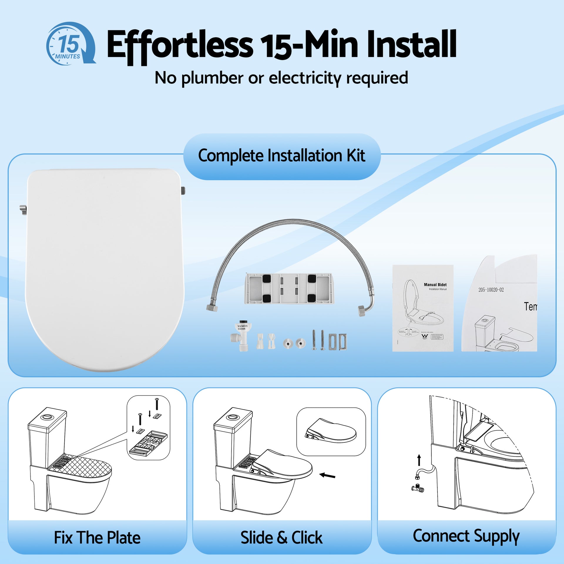 Cefito Non Electric Bidet Toilet Seat D-Shape Dual Nozzle Soft Close WaterMark DIY Awezingly