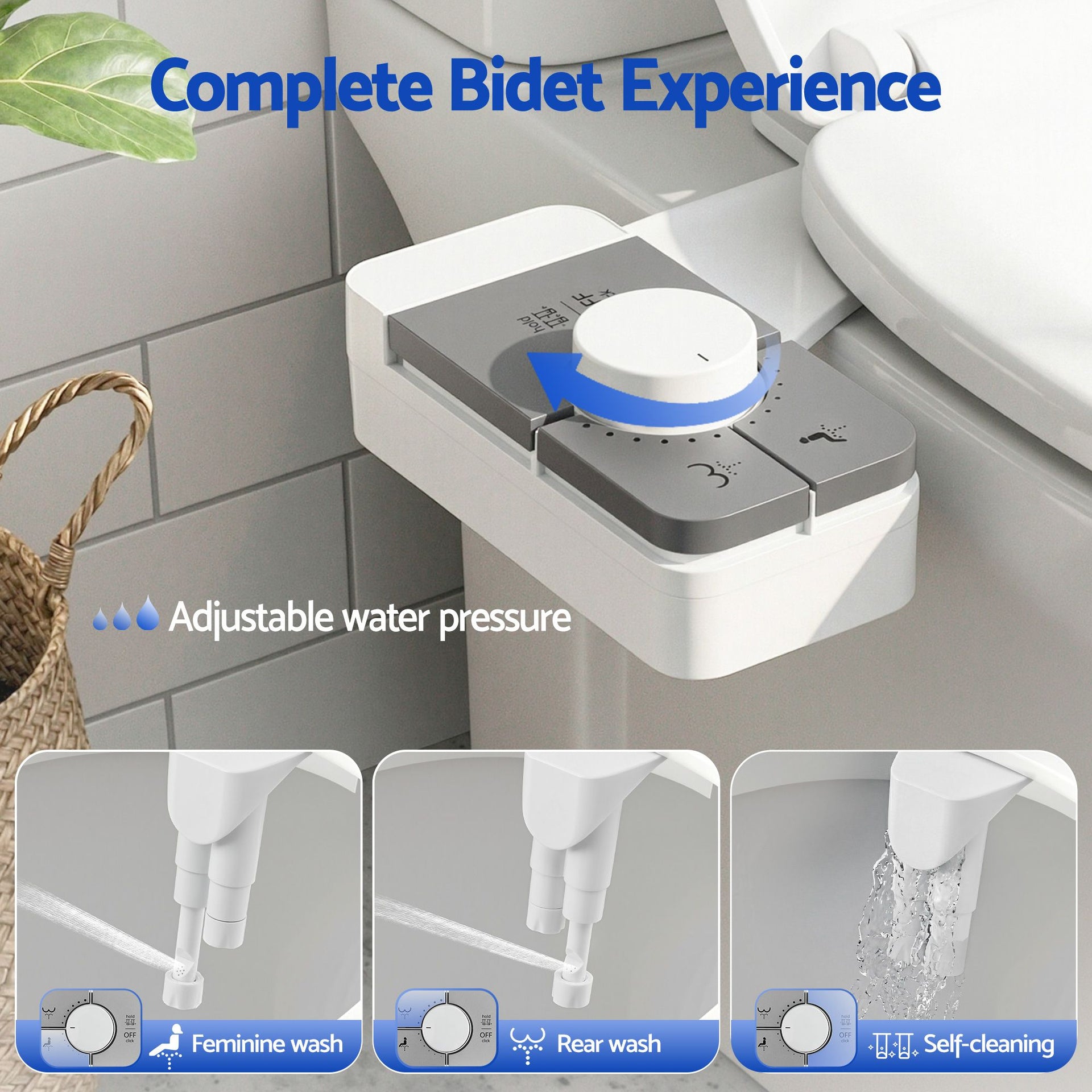 Cefito Non-Electric Ultra-Slim Bidet Attachment Detachable Bidet with Dual Nozzle Frontal & Rear Wash Adjustable Water Pressure Cold Water Toilet Bide Awezingly