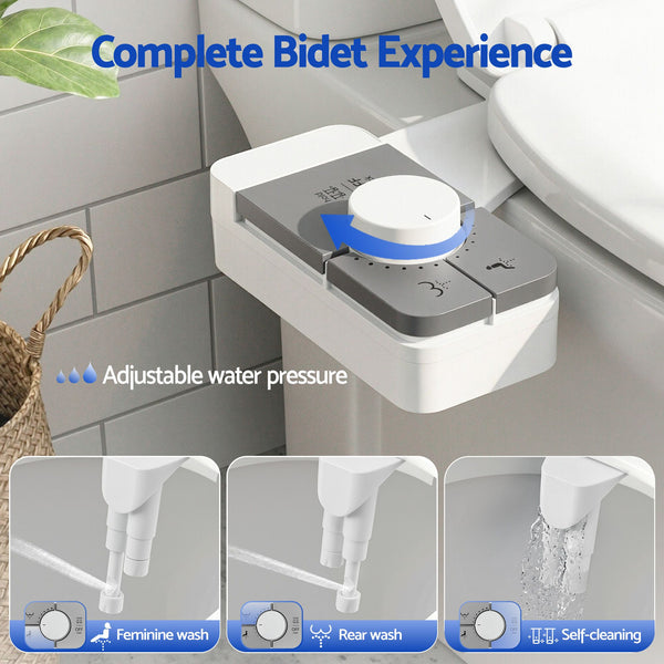 Cefito Non-Electric Ultra-Slim Bidet Attachment Detachable Bidet with Dual Nozzle Frontal & Rear Wash Adjustable Water Pressure Cold Water Toilet Bide Awezingly