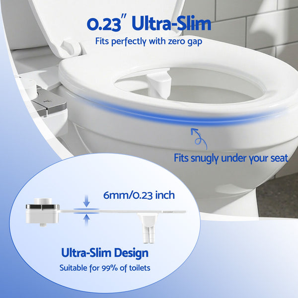 Cefito Non-Electric Ultra-Slim Bidet Attachment Detachable Bidet with Dual Nozzle Frontal & Rear Wash Adjustable Water Pressure Cold Water Toilet Bide Awezingly
