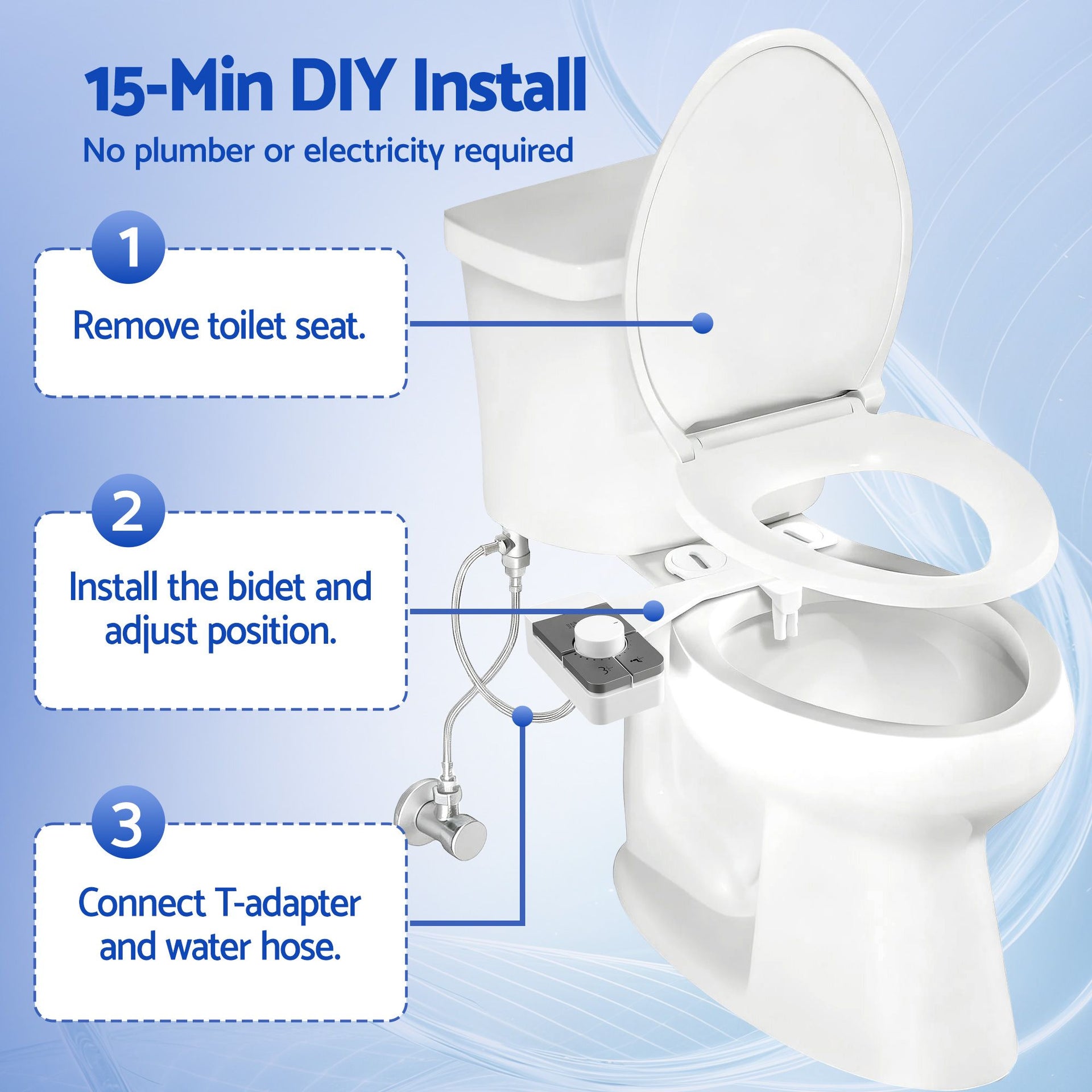 Cefito Non-Electric Ultra-Slim Bidet Attachment Detachable Bidet with Dual Nozzle Frontal & Rear Wash Adjustable Water Pressure Cold Water Toilet Bide Awezingly