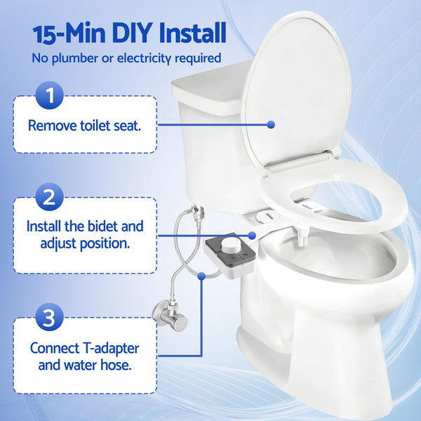 Cefito Non-Electric Ultra-Slim Bidet Attachment Detachable Bidet with Dual Nozzle Frontal & Rear Wash Adjustable Water Pressure Cold Water Toilet Bide Awezingly