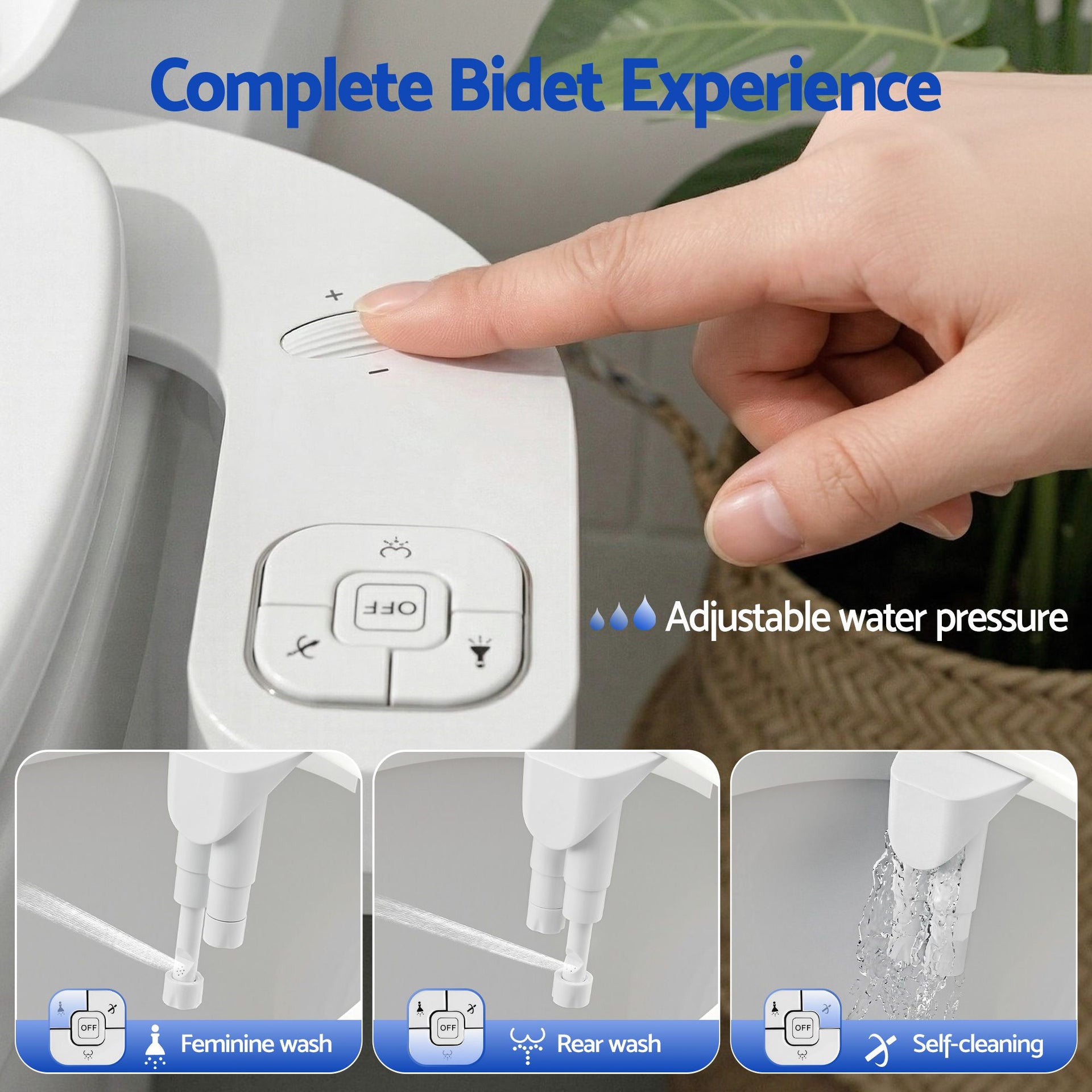 Cefito Ultra-Slim Bidet Attachment Detachable Bidet with Self-Cleaning Dual Nozzle Non-Electric Adjustable Water Pressure, Cold Water Toilet Bide Awezingly