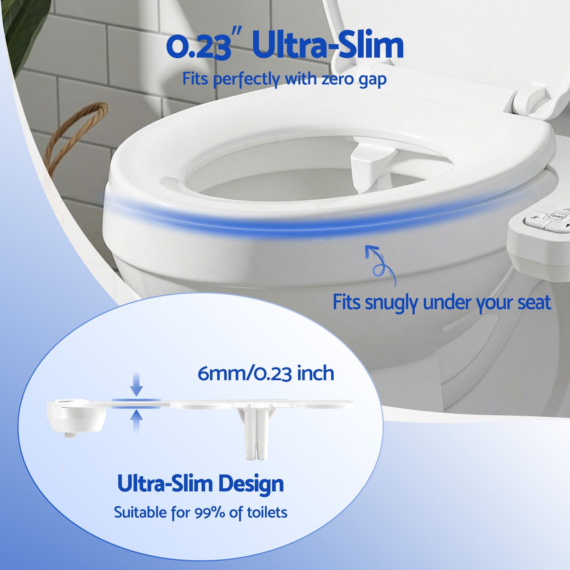 Cefito Ultra-Slim Bidet Attachment Detachable Bidet with Self-Cleaning Dual Nozzle Non-Electric Adjustable Water Pressure, Cold Water Toilet Bide Awezingly