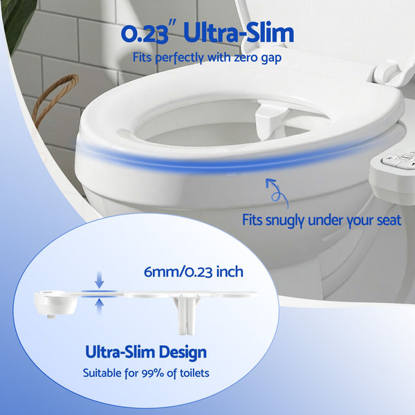 Cefito Ultra-Slim Bidet Attachment Detachable Bidet with Self-Cleaning Dual Nozzle Non-Electric Adjustable Water Pressure, Cold Water Toilet Bide Awezingly
