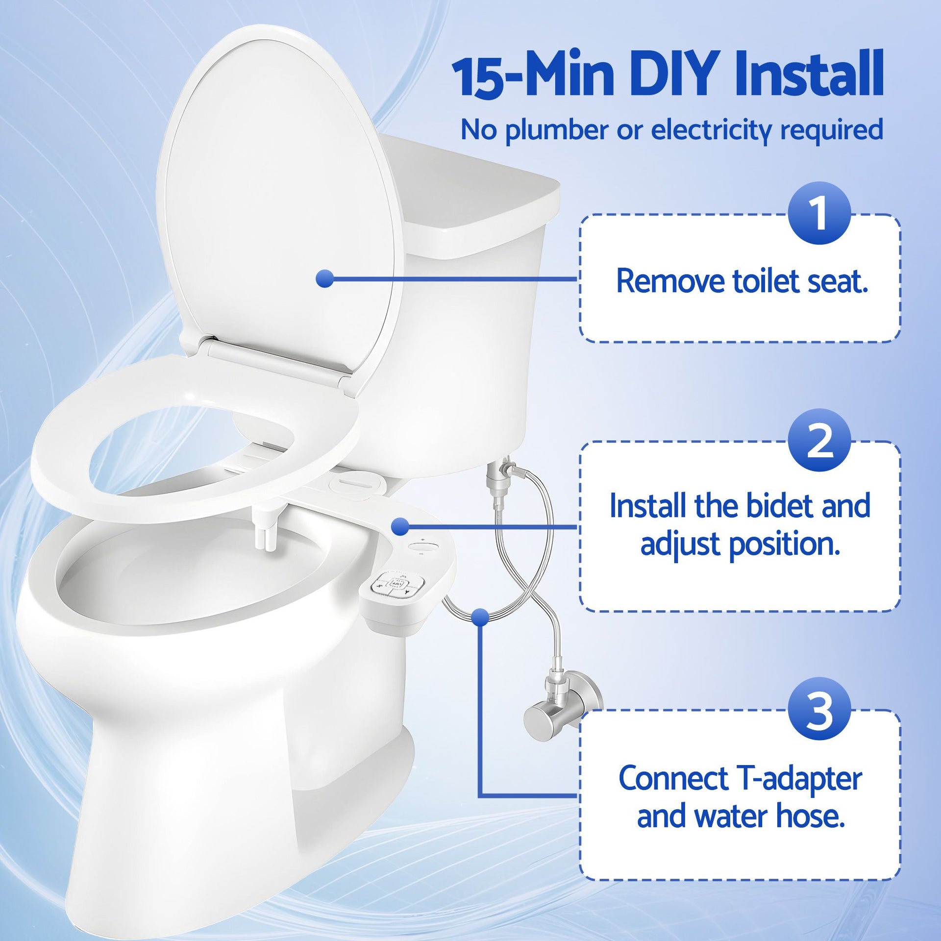 Cefito Ultra-Slim Bidet Attachment Detachable Bidet with Self-Cleaning Dual Nozzle Non-Electric Adjustable Water Pressure, Cold Water Toilet Bide Awezingly