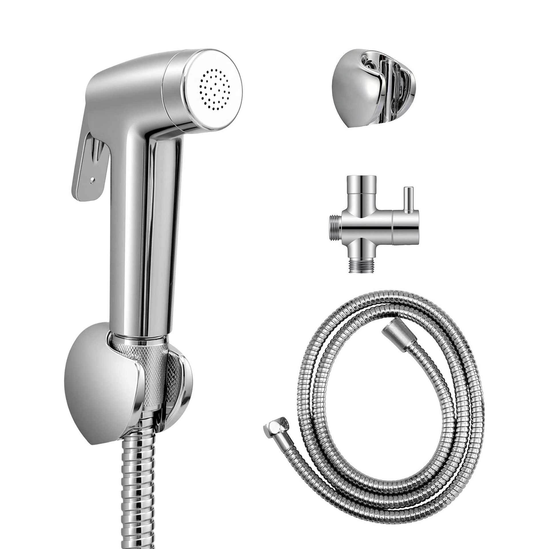 Cefito Handheld Bidet Sprayer for Toilet 1.5m Stainless Steel Hose Jet Spray for Feminine Wash Cloth Diaper Pet Bath Adjustable Pressure Bidet Attachment with G1/2 Valve Silver Awezingly
