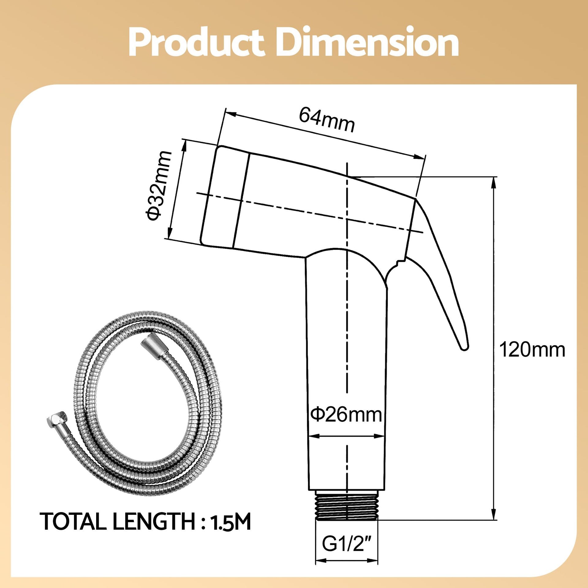 Cefito Handheld Bidet Sprayer for Toilet 1.5m Stainless Steel Hose Jet Spray for Feminine Wash Cloth Diaper Pet Bath Adjustable Pressure Bidet Attachment with G1/2 Valve Silver Awezingly
