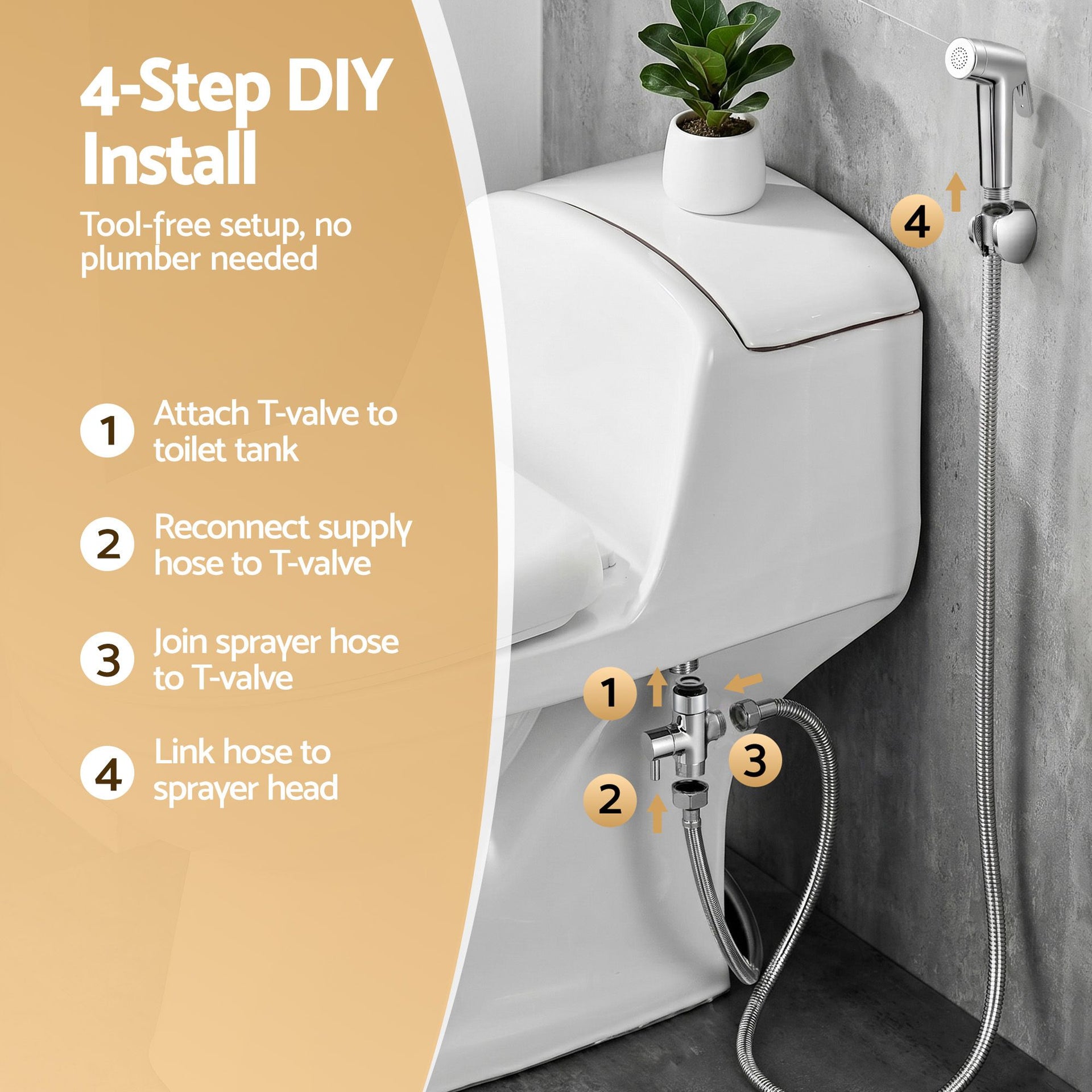 Cefito Handheld Bidet Sprayer for Toilet 1.5m Stainless Steel Hose Jet Spray for Feminine Wash Cloth Diaper Pet Bath Adjustable Pressure Bidet Attachment with G1/2 Valve Silver Awezingly