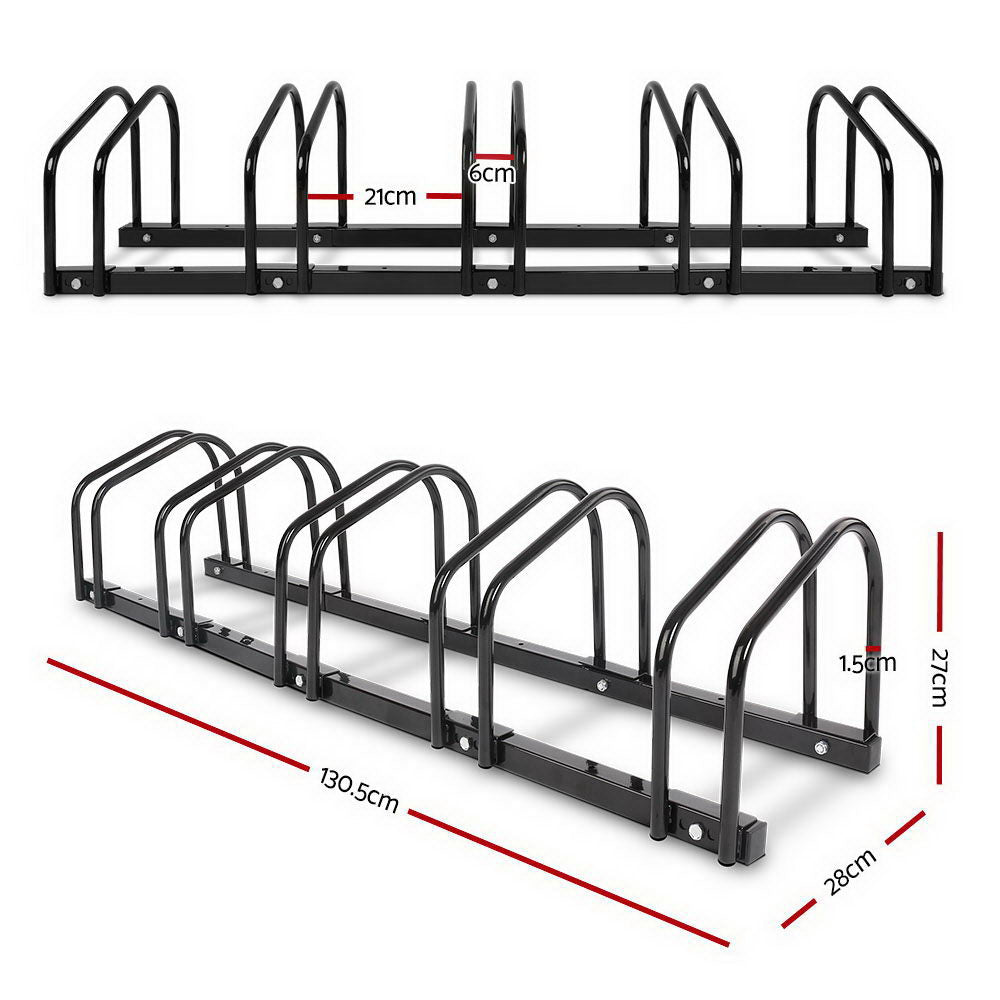 Weisshorn 5 Bike Stand Rack Bicycle Storage Floor Parking Holder Cycling Black Weisshorn