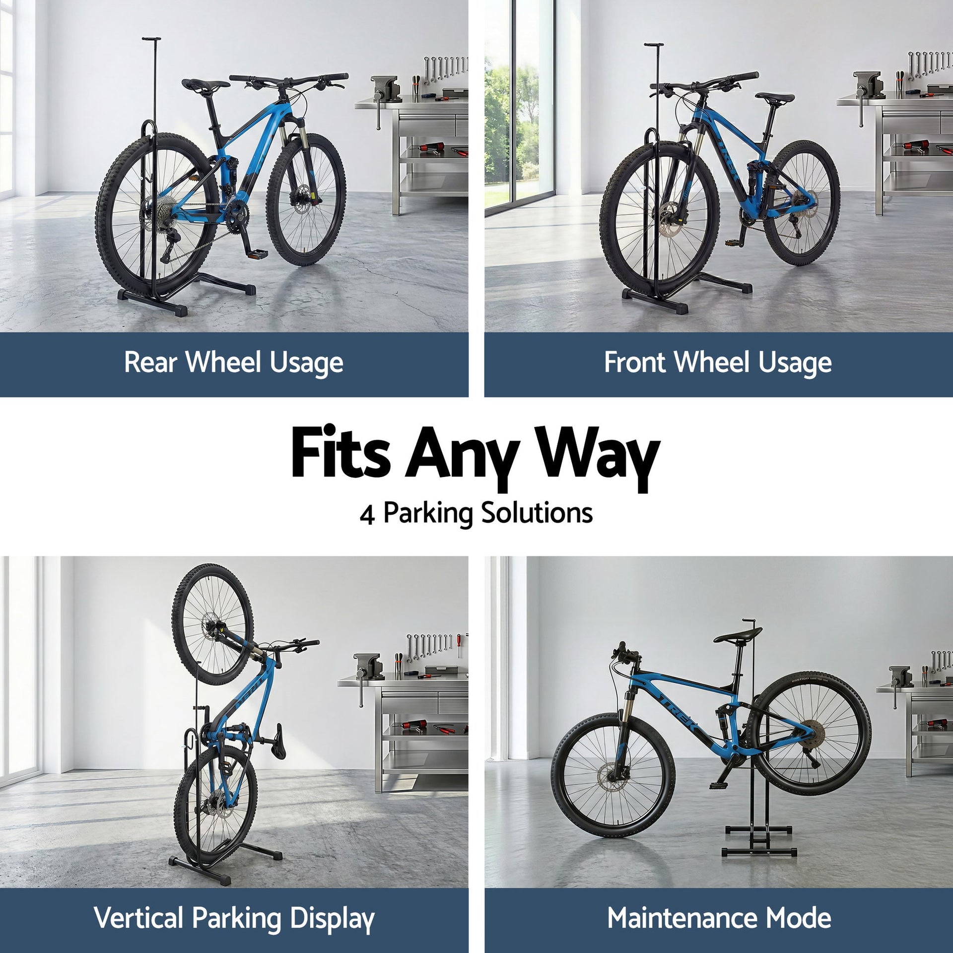 Weisshorn 4-in-1 Bike Parking Stand Vertical Floor Storage Rack for 24