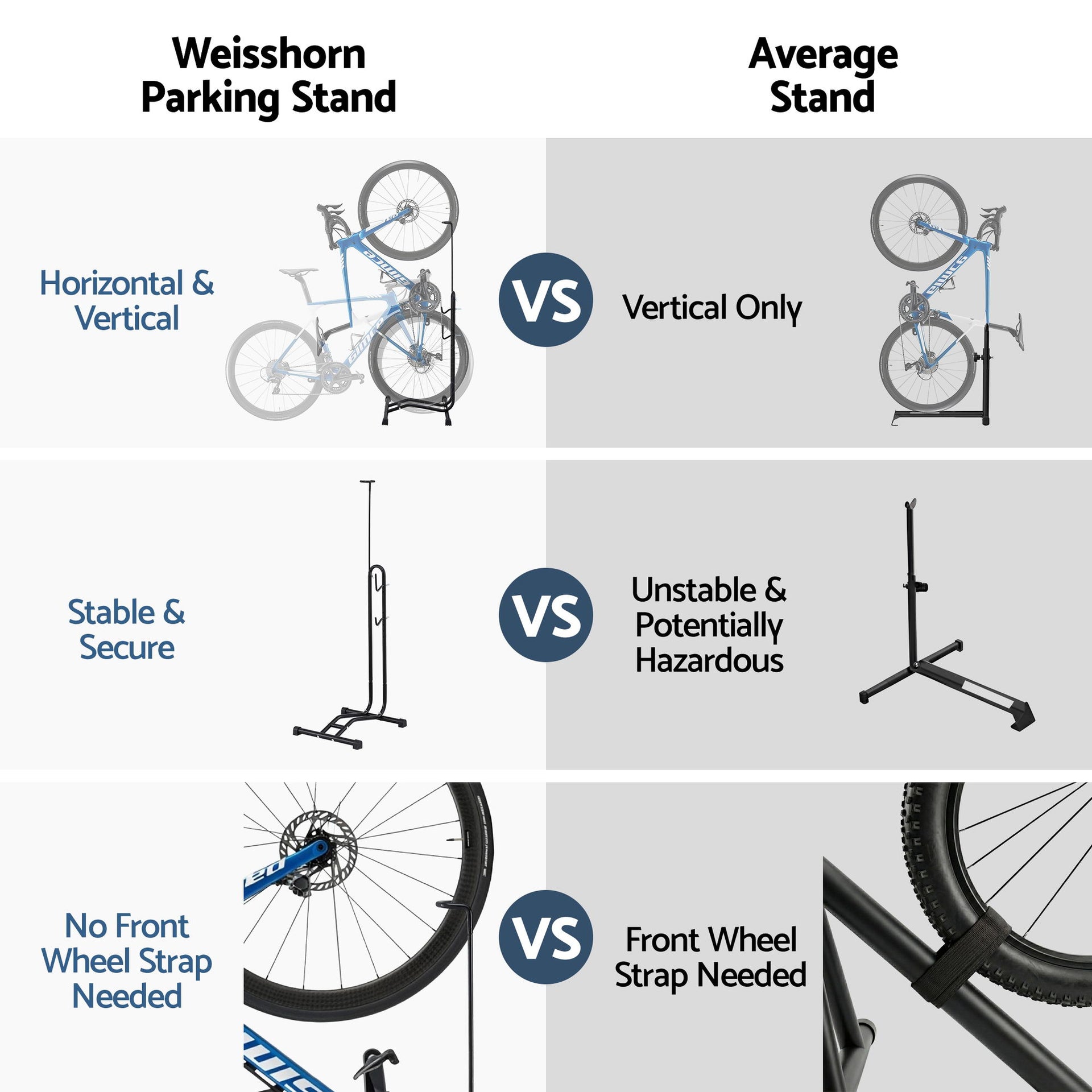 Weisshorn 4-in-1 Bike Parking Stand Vertical Floor Storage Rack for 24