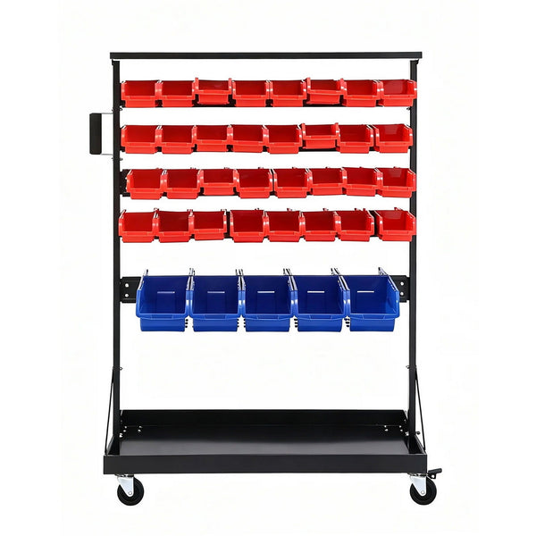 Giantz 74 Bins Storage Rack Double Sided Mobile Garage Workshop Tools Organizer Awezingly