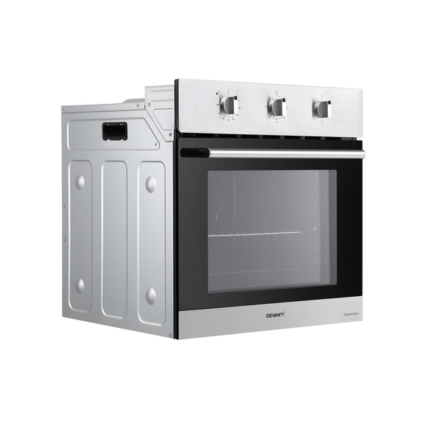 Devanti 60cm Electric Built In Wall Oven Stainless Steel 70L Silver Awezingly