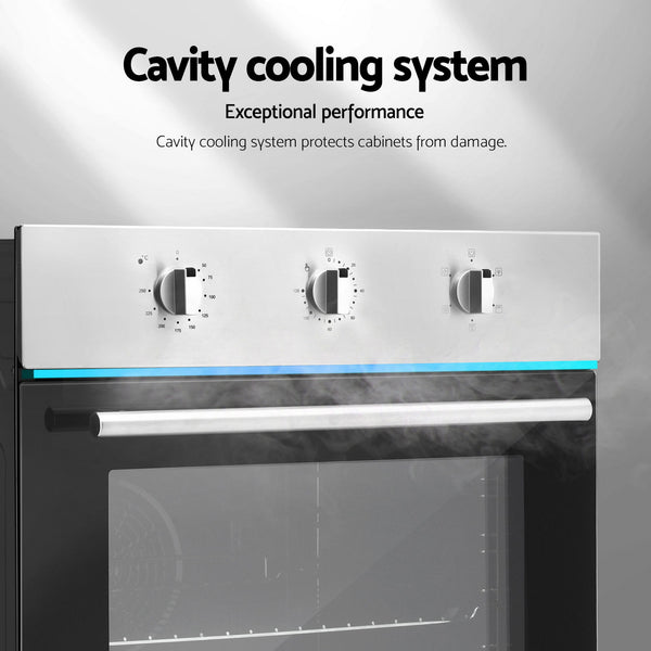 Devanti 60cm Electric Built In Wall Oven Stainless Steel 70L Silver Awezingly