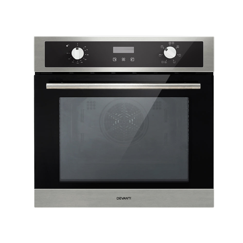 Devanti Electric Built In Wall Oven 80L Convection Grill Ovens Stainless Steel Devanti