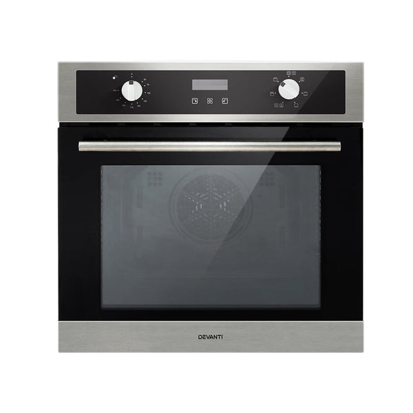 Devanti Electric Built In Wall Oven 80L Convection Grill Ovens Stainless Steel Devanti
