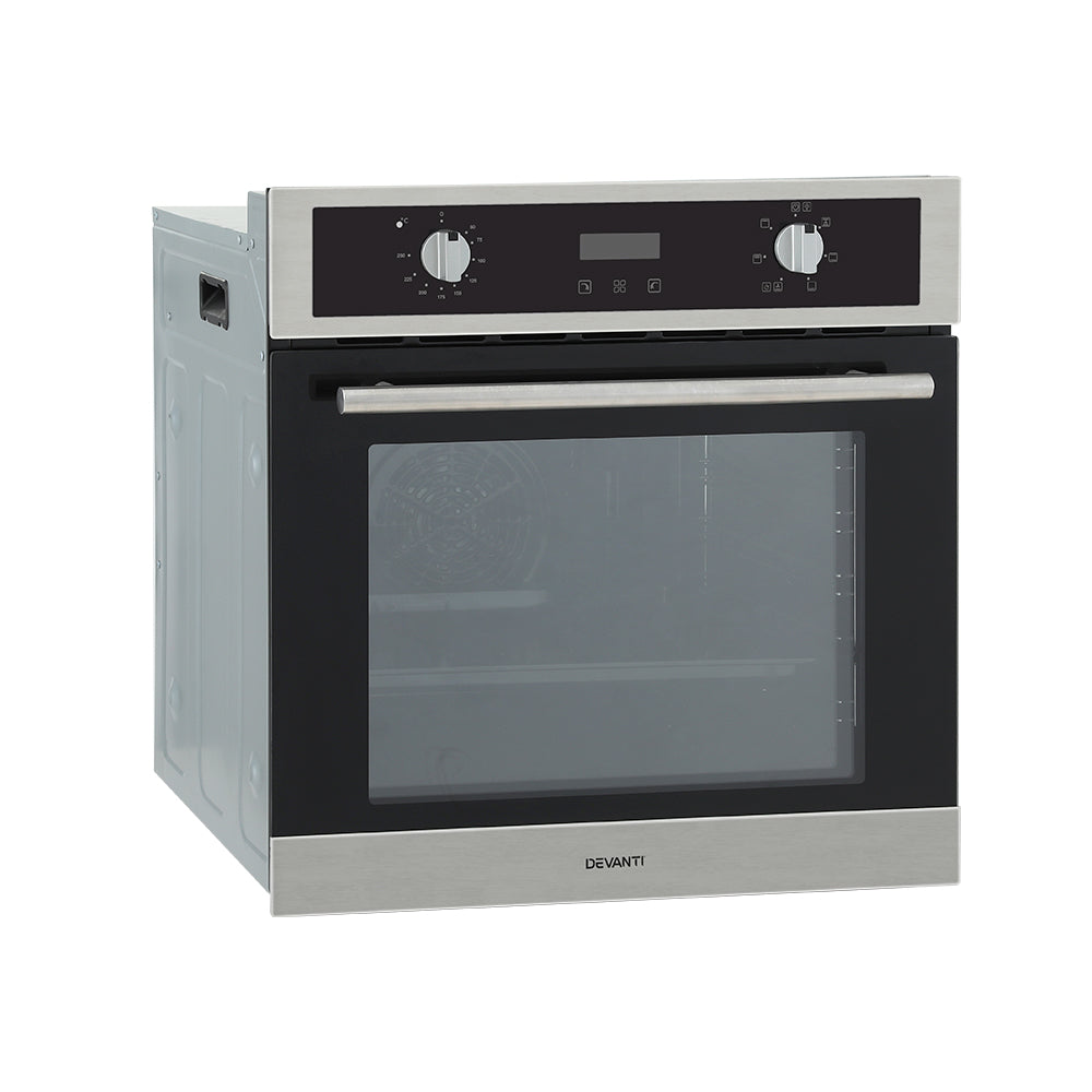 Devanti Electric Built In Wall Oven 80L Convection Grill Ovens Stainless Steel Devanti
