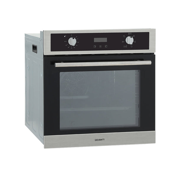 Devanti Electric Built In Wall Oven 80L Convection Grill Ovens Stainless Steel Devanti