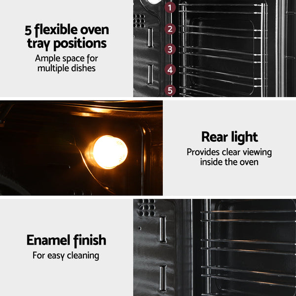 Devanti Electric Built In Wall Oven 80L Convection Grill Ovens Stainless Steel Devanti