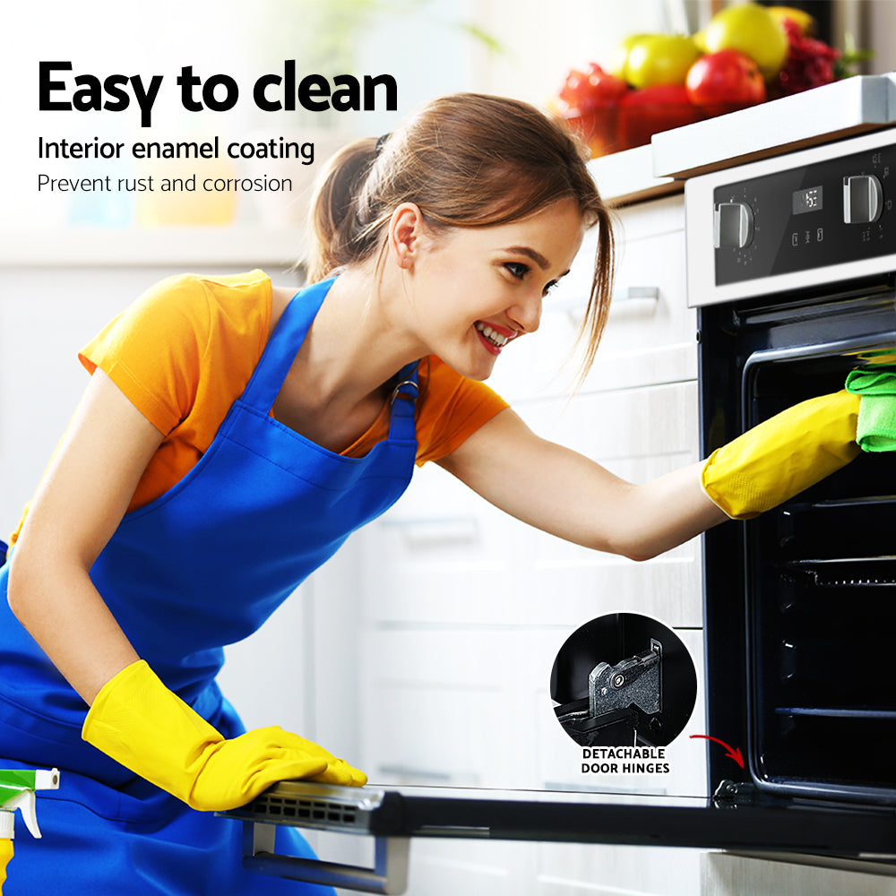 Devanti Electric Built In Wall Oven 80L Convection Grill Ovens Stainless Steel Devanti