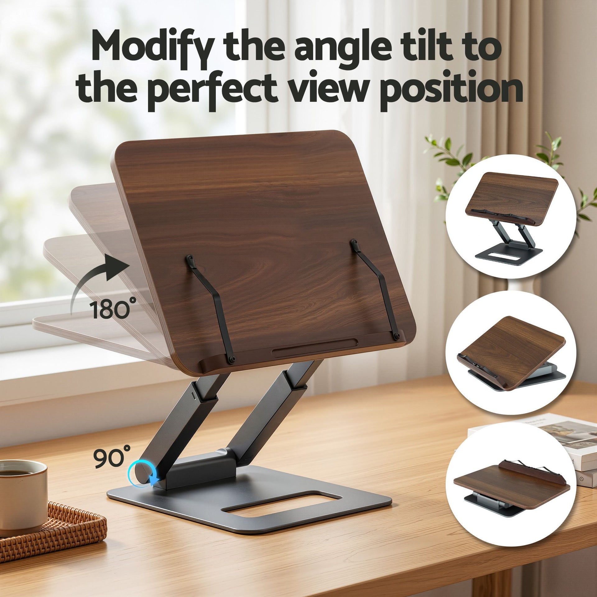 Artiss Book Stand Telescopic Book Holder with Page Clip Ergonomic Desktop Stands OAK Awezingly