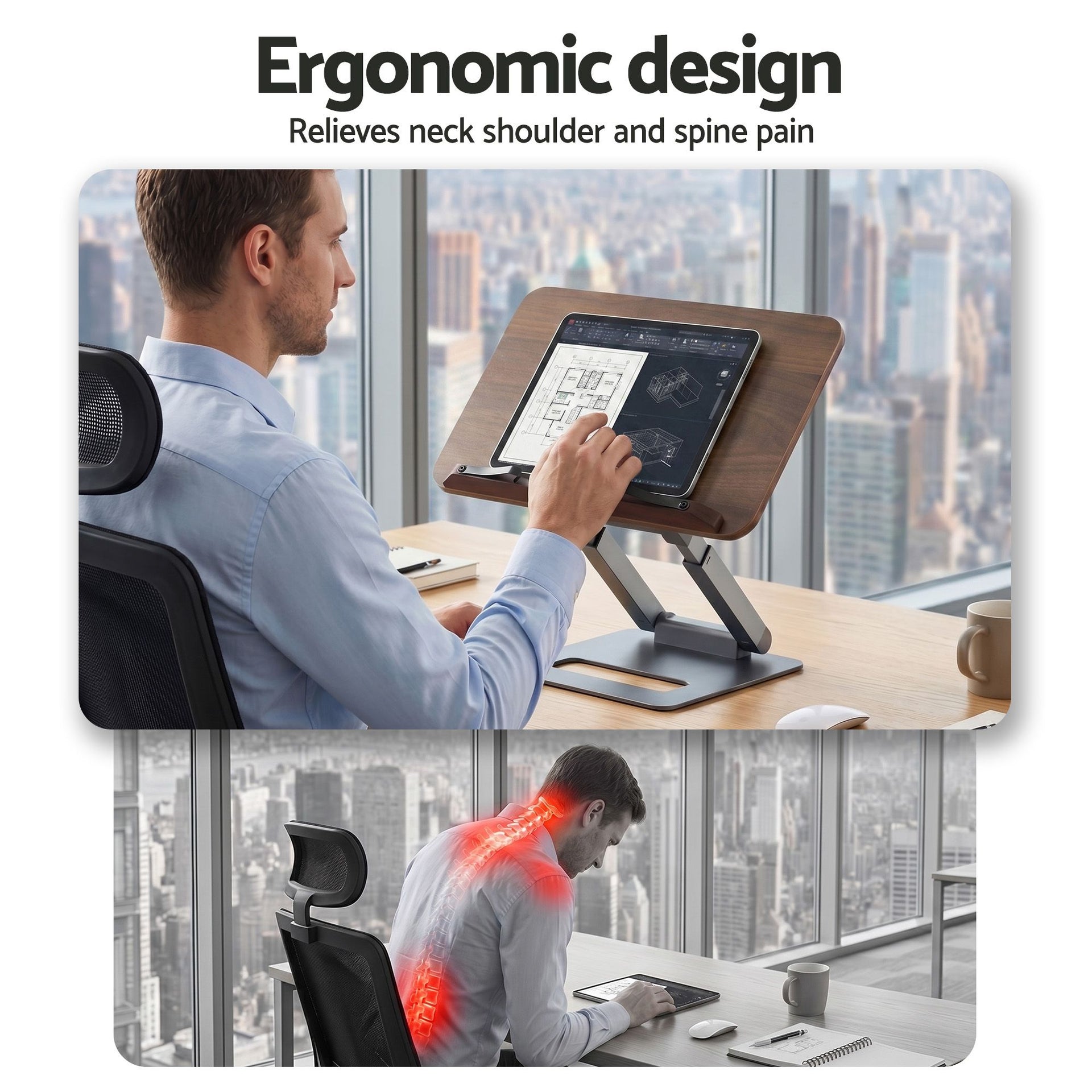 Artiss Book Stand Telescopic Book Holder with Page Clip Ergonomic Desktop Stands OAK Awezingly