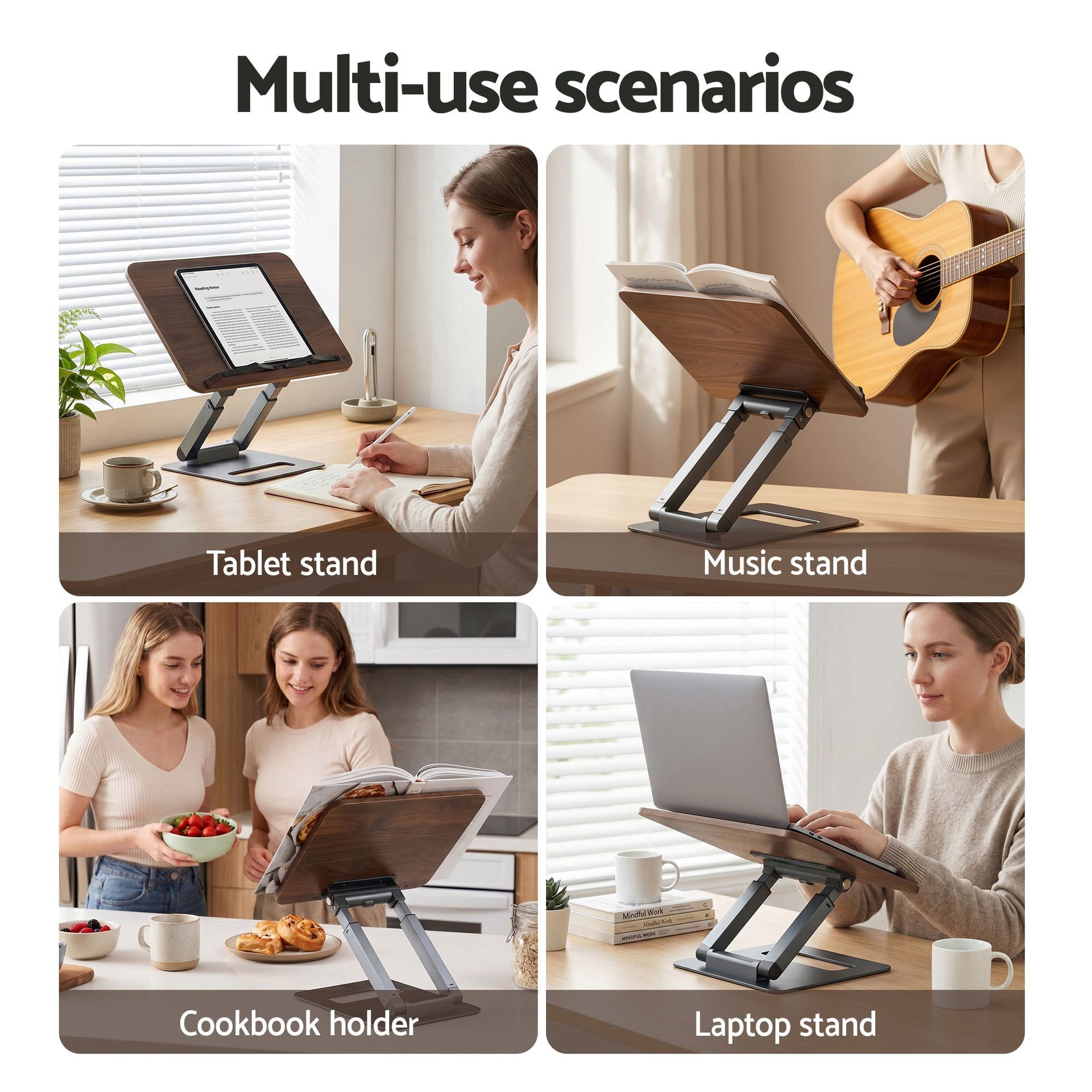 Artiss Book Stand Telescopic Book Holder with Page Clip Ergonomic Desktop Stands OAK Awezingly